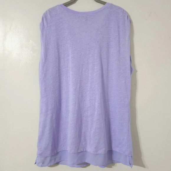 SANCTUARY Nwt Orchid Lilac Sleeveless 100% Linen Notch Neck Lightweigh Top, XL - Picture 8 of 16